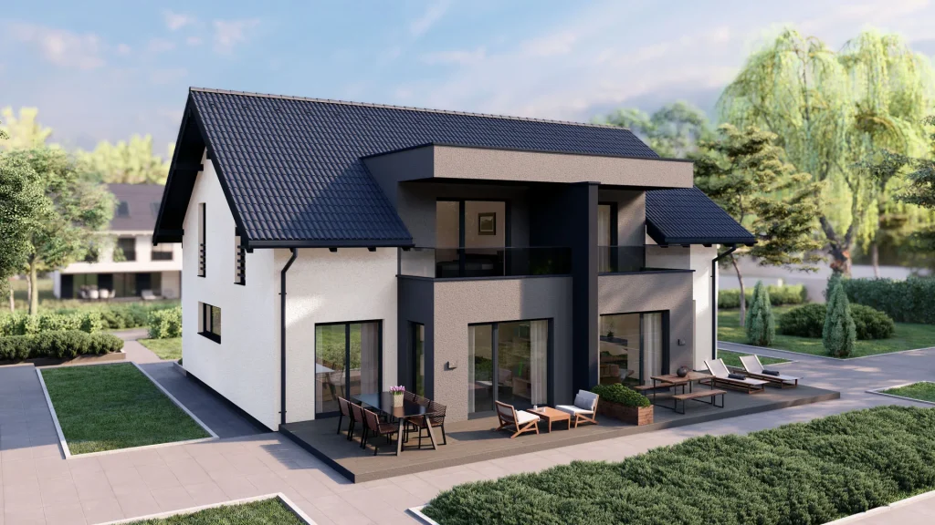 Modernes Fertighaus A001-26 mit zeitgemäßer Architektur und hochwertiger Bauqualität von BAUTENT