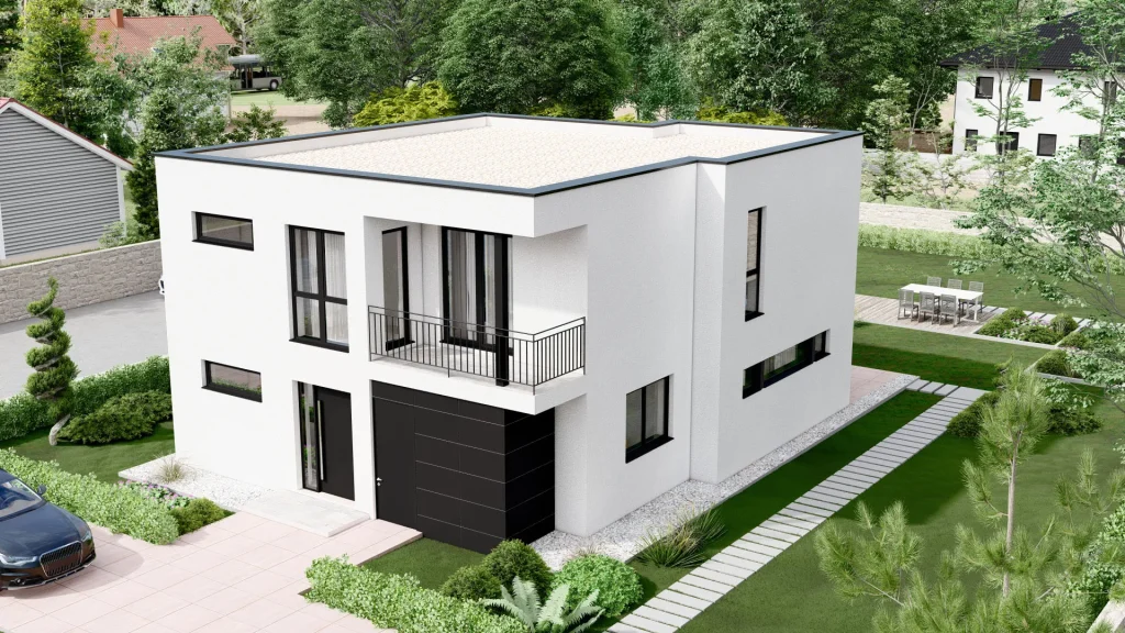 Modernes Fertighaus A001 in zeitgemäßer Architektur - professionelle Planung und Umsetzung von BAUTENT