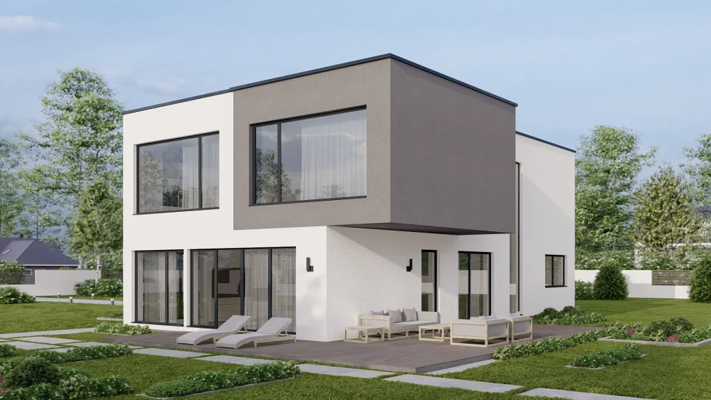 Modernes Fertighaus A002 von BAUTENT - energieeffiziente Bauweise für nachhaltige Sanierung und Renovierung