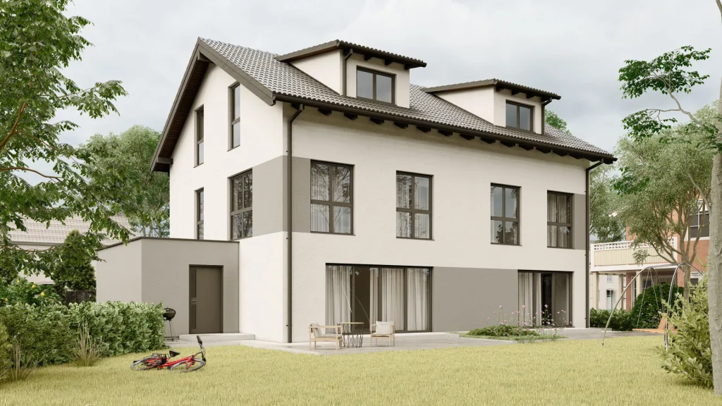 Modernes Fertighaus A002-16 mit zeitgemäßer Architektur und Fassadengestaltung von BAUTENT