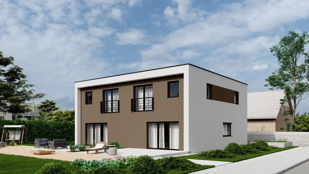 Modernes Fertighaus A002-17 mit zeitgemäßer Architektur und hochwertiger Bauausführung von BAUTENT