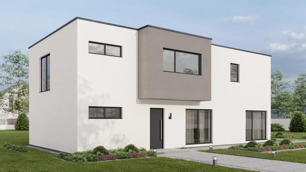 Modernes Fertighaus A003-15 mit zeitgenössischer Architektur und hochwertiger Bauqualität von BAUTENT