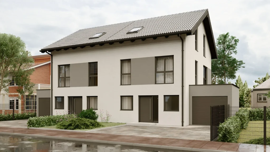 Modernes Fertighaus A003-16 mit zeitgemäßer Architektur und hochwertiger Fassadengestaltung von BAUTENT