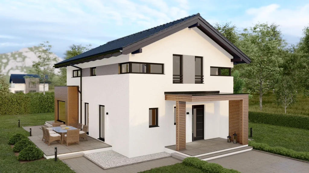 Modernes Fertighaus A003-23 von BAUTENT mit zeitgemäßer Architektur und hochwertiger Bauqualität für Neubau