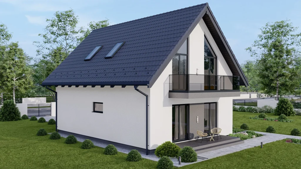 Modernes Fertighaus A003-7 von BAUTENT mit zeitgenössischer Architektur und hochwertiger Fassadengestaltung