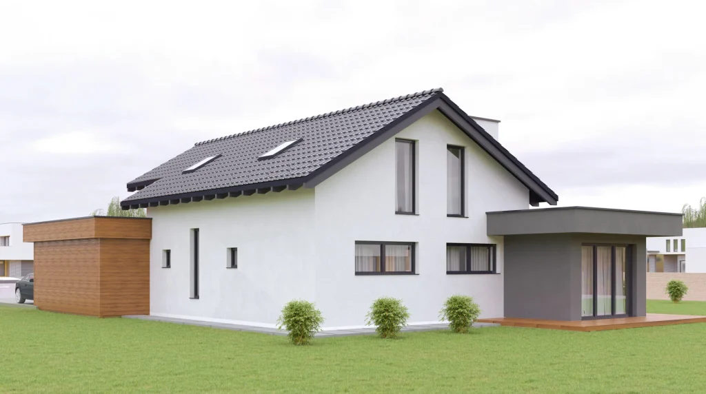 Modernes Fertighaus mit großen Fenstern und zeitgemäßer Architektur - BAUTENT Neubau und Sanierung