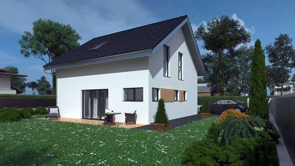 Modernes Arrow Fertighaus von Steco Centar - hochwertige Montage-Bauweise für energieeffizientes Wohnen