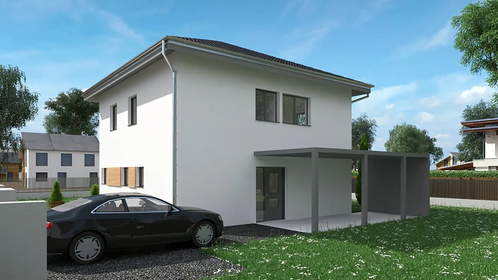 Modernes Fertighaus von ARROW mit Steco-Zentrum-Technologie in hochwertiger Bauqualität für nachhaltiges Wohnen