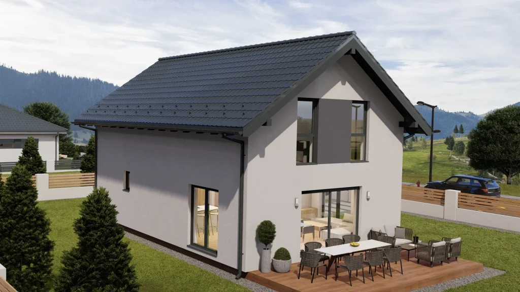 Modernes Fertighaus AZRA - energieeffiziente Bauweise mit großen Fensterfronten und zeitgemäßer Architektur