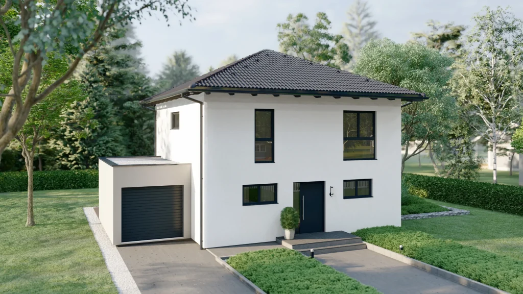 Modernes Fertighaus Ares-B001 mit zeitgenössischer Architektur und großzügigen Fensterfronten