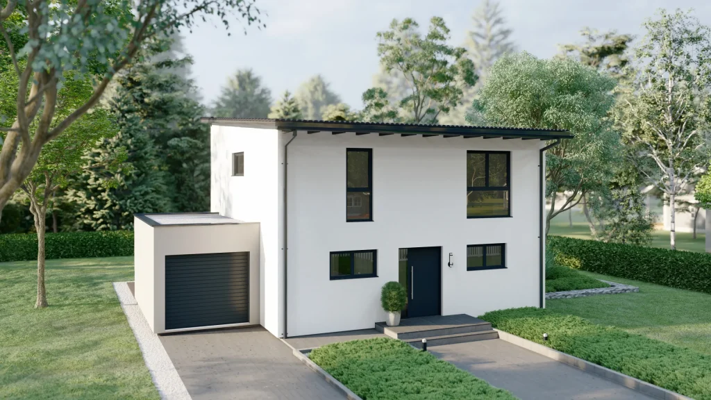 Modernes Fertighaus Ares-C001 mit zeitgemäßer Architektur und hochwertiger Fassade von BAUTENT