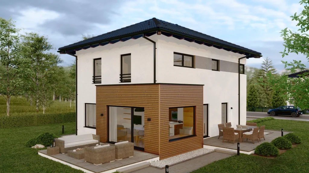 Modernes Fertighaus B001-18 mit zeitgemäßer Architektur und hochwertiger Bauqualität von BAUTENT