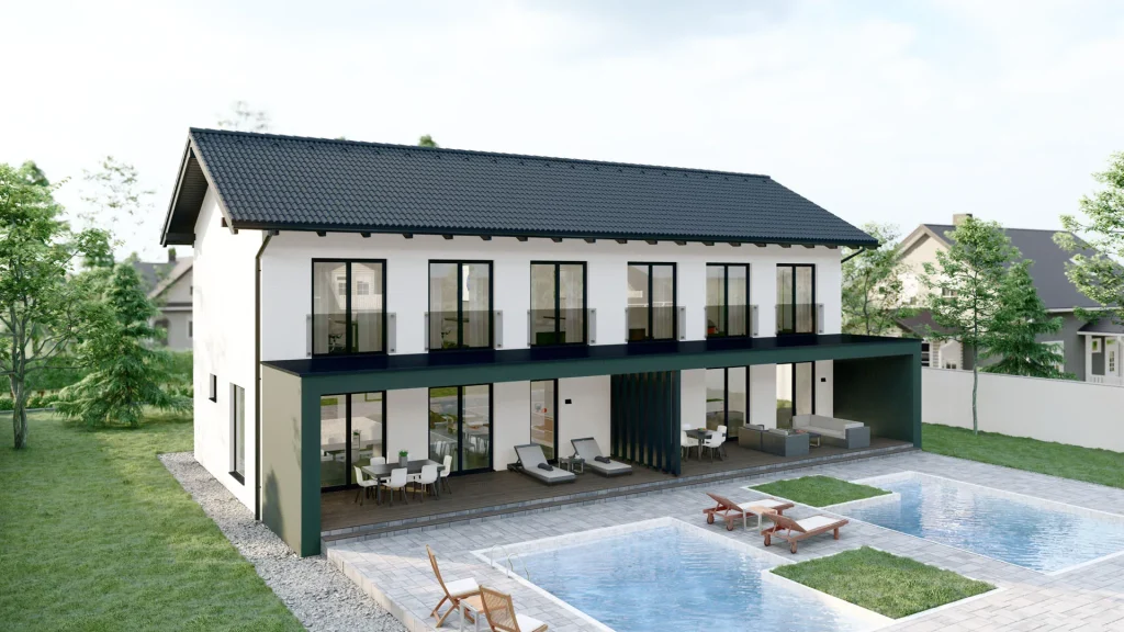 Modernes Fertighaus B001-24 von BAUTENT mit zeitgemäßer Architektur und nachhaltiger Bauweise für energieeffizientes Wohnen