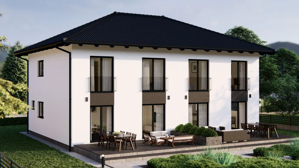 Modernes Fertighaus B002-15 von BAUTENT - hochwertige Fertigbauweise mit energieeffizienter Bauweise und modernem Design