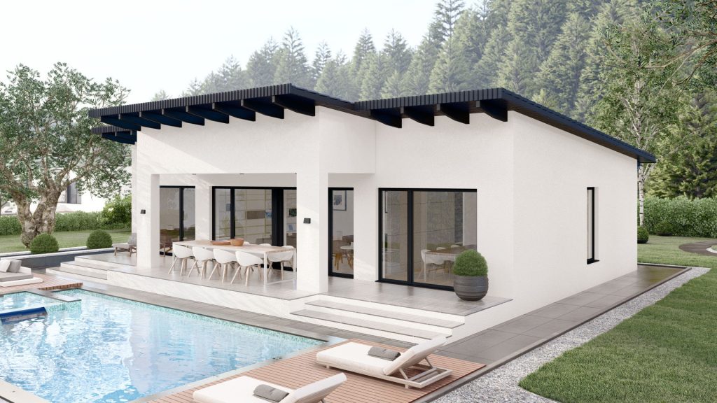 Fertighaus Bellevue D001 - modernes Einfamilienhaus mit zeitgenössischer Architektur und hochwertiger Ausstattung