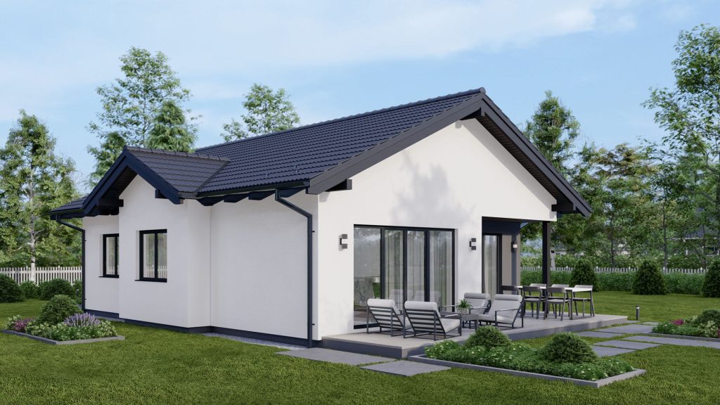 Moderner Fertighaus-Bungalow Typ 6 von BAUTENT mit ebenerdiger Bauweise und zeitgemäßer Architektur