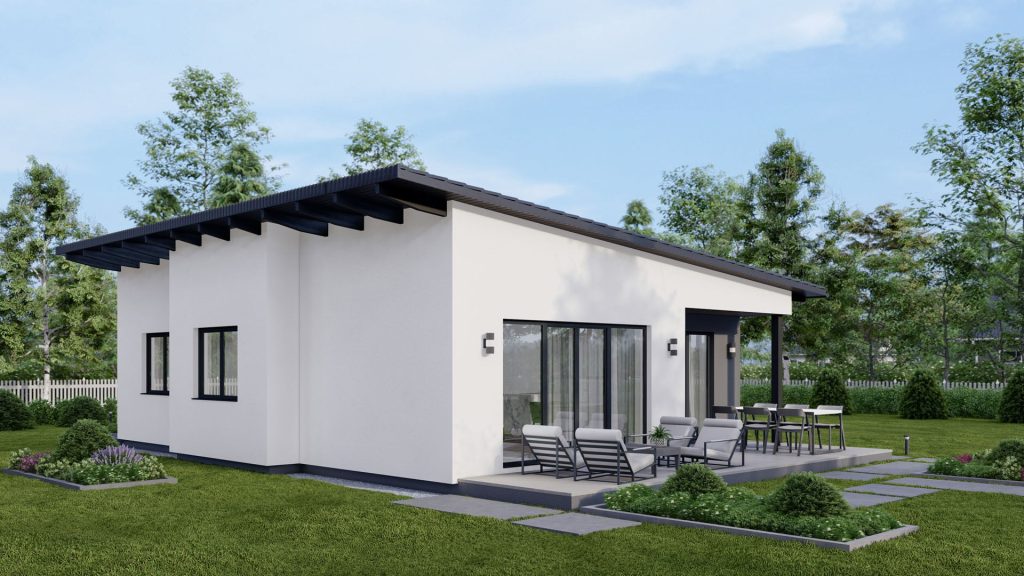 Moderner Bungalow Typ 6 Fertighaus mit großzügiger Architektur und elegantem Design von BAUTENT