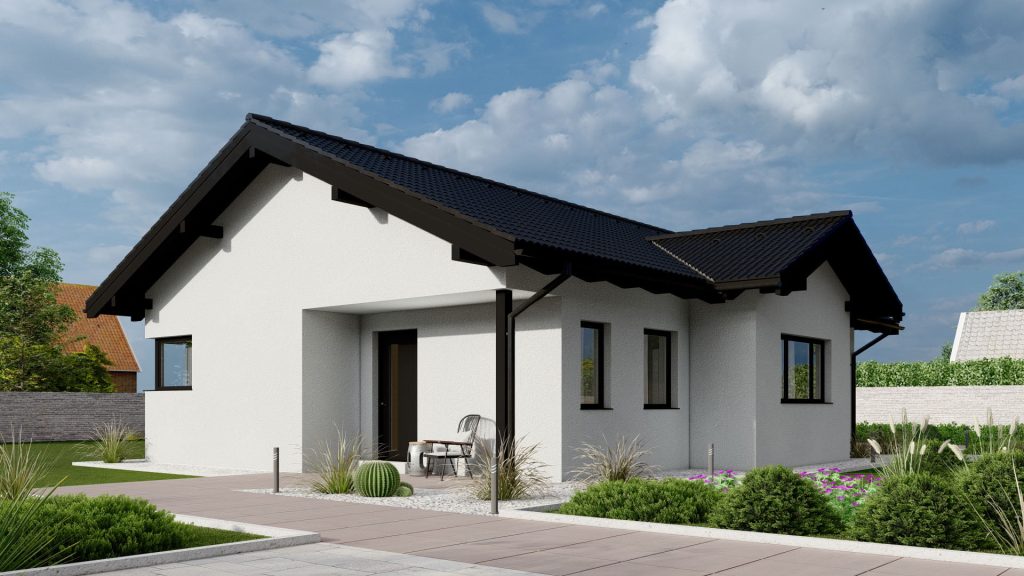 Moderner Bungalow Typ 10 A003 als Fertighaus - einstöckiges Wohnhaus mit zeitgemäßer Architektur von BAUTENT