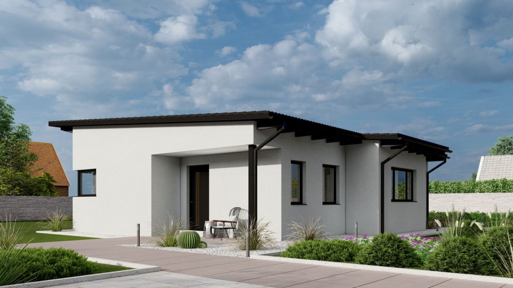 Moderner Bungalow Typ 10 C002 als Fertighaus - einstöckiges Wohnhaus mit zeitgemäßer Architektur von BAUTENT