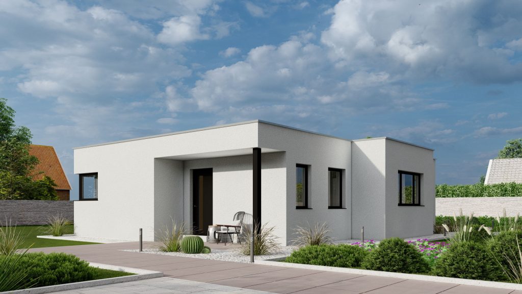 Moderner Bungalow Typ 10 als Fertighaus - Einfamilienhaus mit zeitgemäßer Architektur von BAUTENT