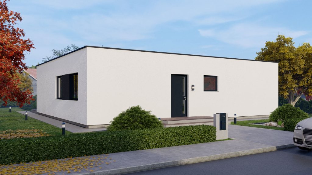 Fertighaus Bungalow Typ 4 Modell D003 - modernes einstöckiges Wohnhaus mit großzügiger Architektur von BAUTENT