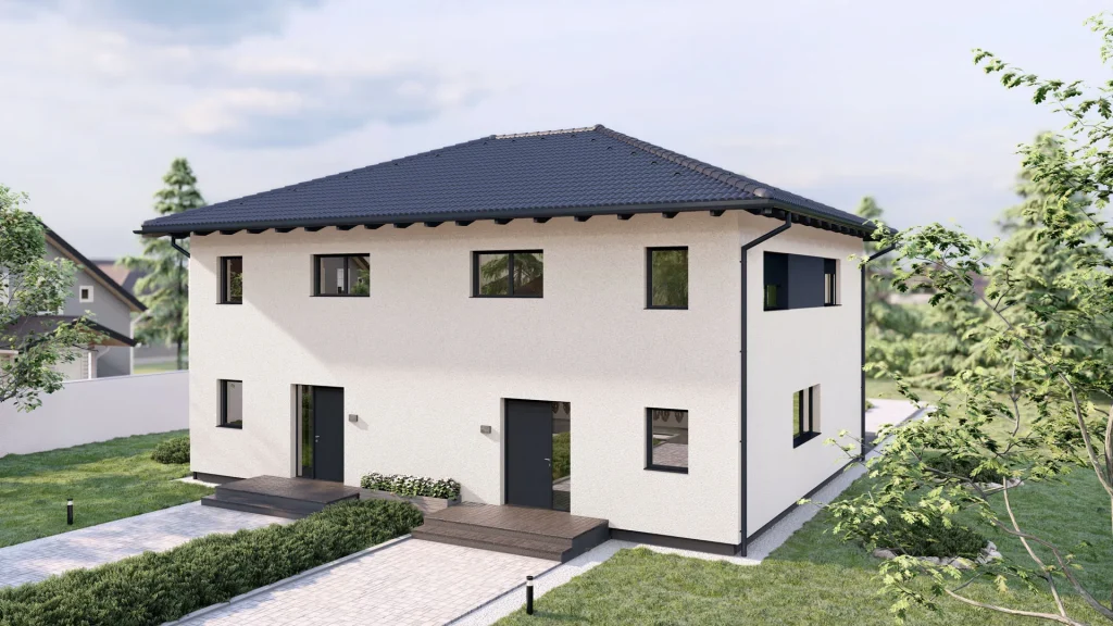 Moderne Fertighaus-Konstruktion C002-20 mit hochwertiger Bauausführung und energieeffizienter Dämmung