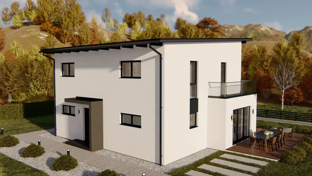 Modernes Fertighaus C002 - energieeffizientes Wohnhaus mit zeitgemäßer Architektur von BAUTENT