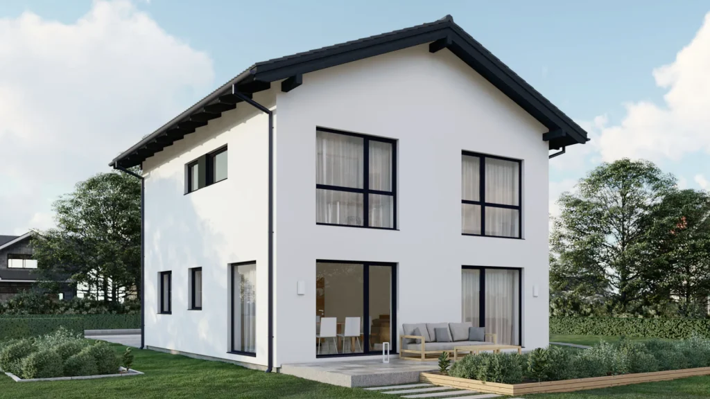 Modernes Fertighaus Comfort-B001 mit zeitgemäßer Architektur und hochwertiger Ausstattung von BAUTENT