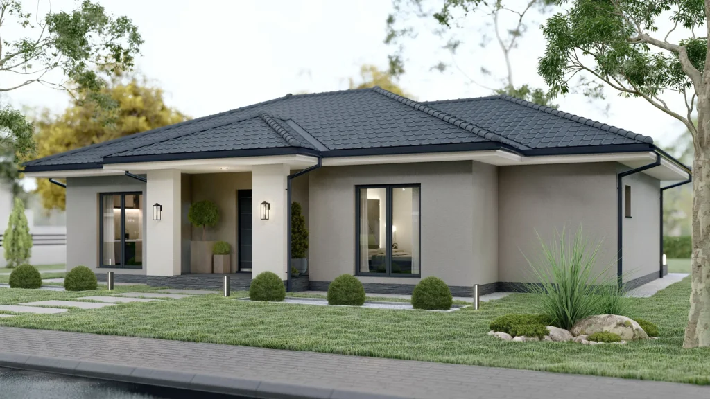 Modernes Cone-A003 Fertighaus Design mit innovativer Architektur - BAUTENT Hausbau und Sanierungslösungen