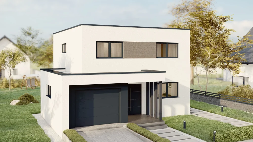 Modernes Fertighaus Cone-Family mit 3 Schlafzimmern, Variante B002 - BAUTENT Hausbau und Sanierung