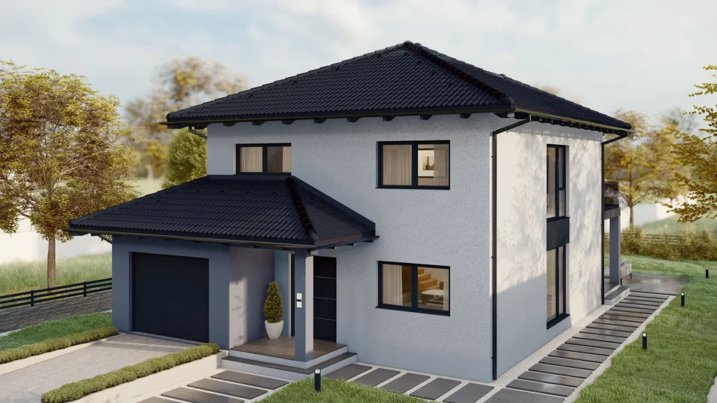 Modernes Fertighaus Cone-Family mit 3 Schlafzimmern Variante C001 - Einfamilienhaus von BAUTENT