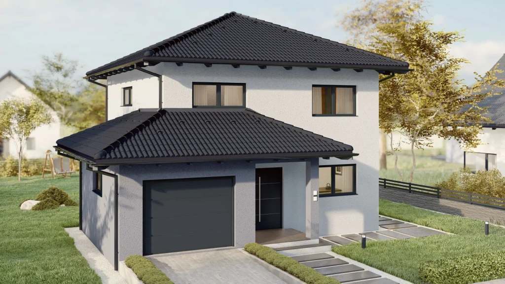 Modernes Fertighaus Cone Family mit 3 Schlafzimmern - Grundriss Variante C002 für Familien