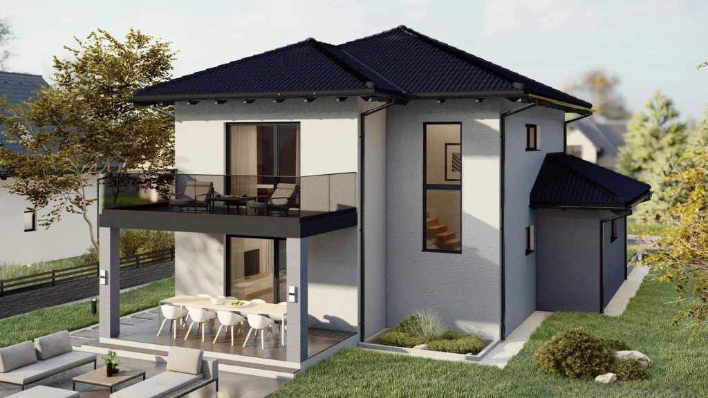 Modernes Fertighaus Cone-Family-3 mit 3 Schlafzimmern in Variante C003 - BAUTENT Hausbau