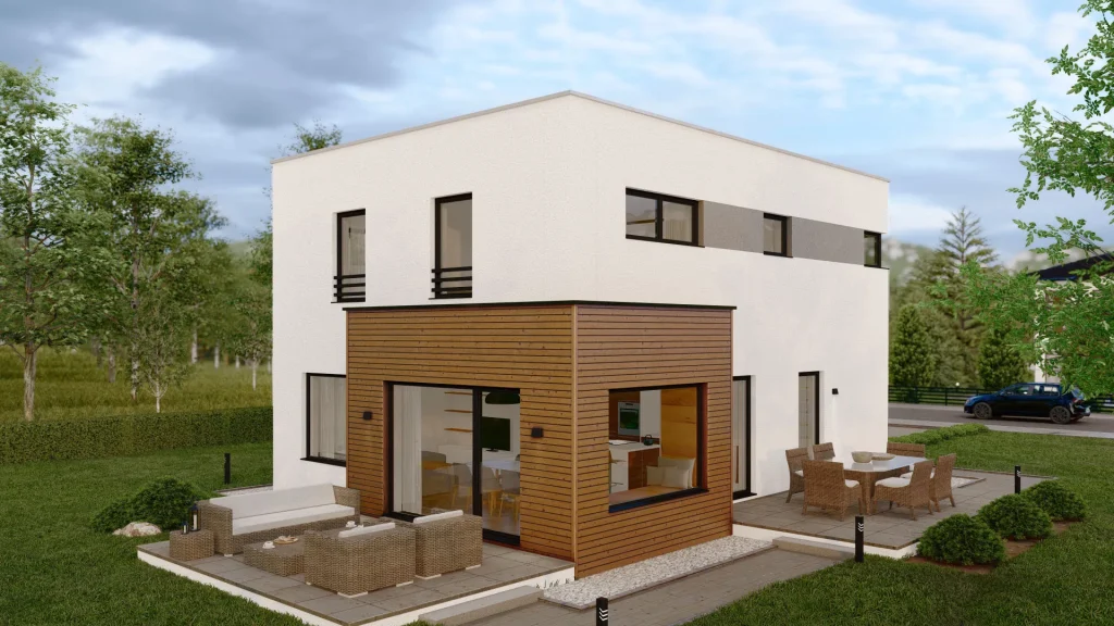 Modernes Fertighaus D001-17 von BAUTENT mit zeitgemäßer Architektur und hochwertiger Bauqualität für nachhaltiges Wohnen