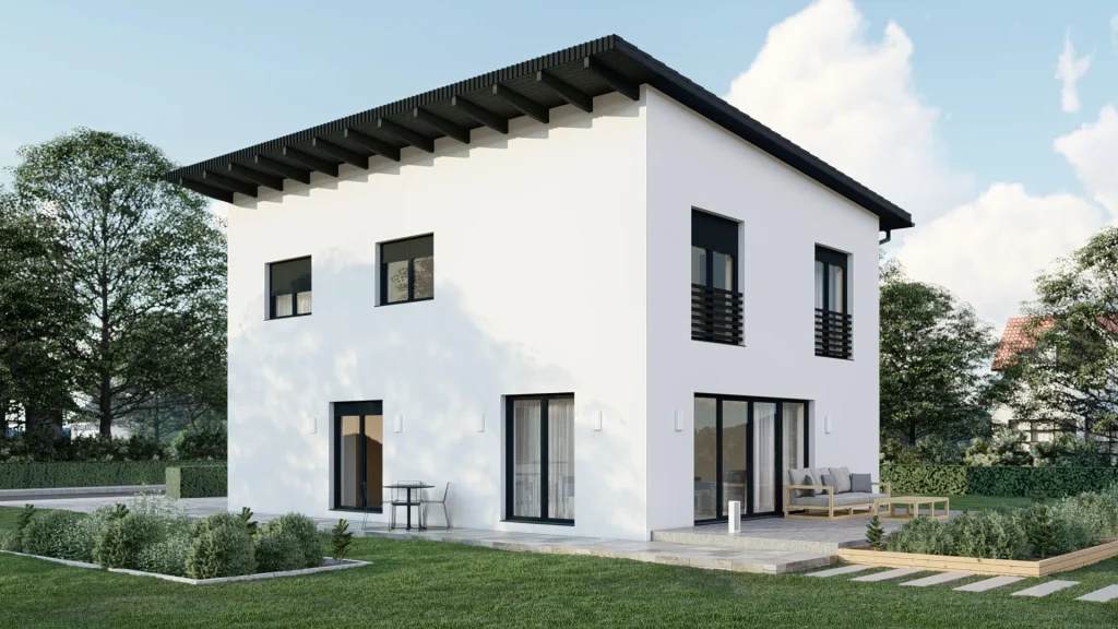 Modernes Fertighaus D001 in zeitgemäßer Architektur - BAUTENT Beispiel für nachhaltiges Bauen und Sanierung