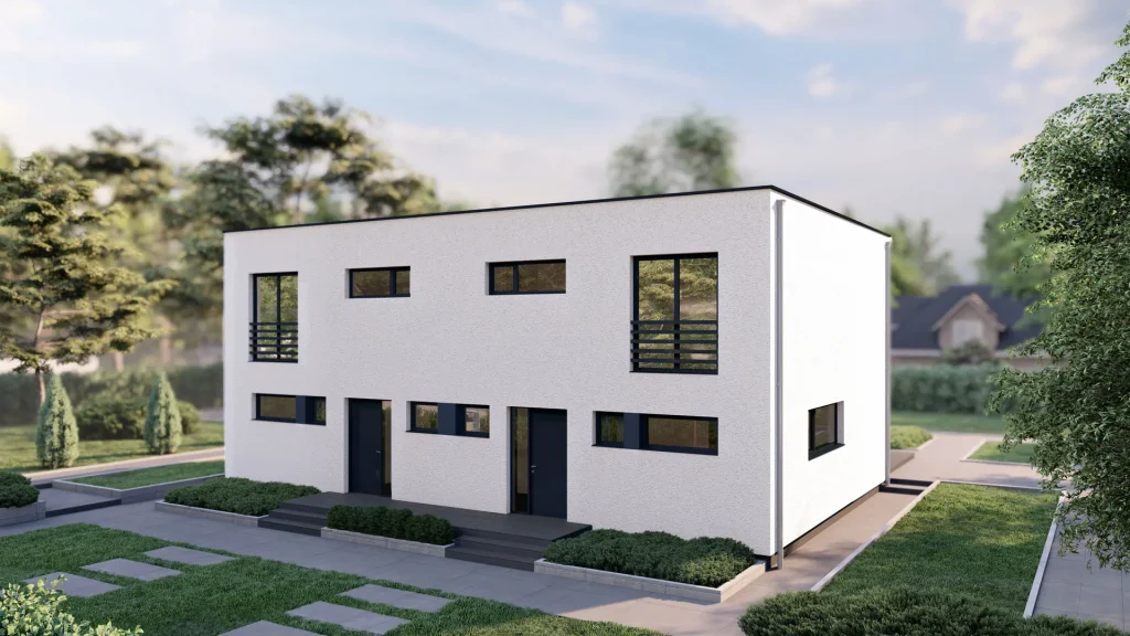 Modernes Fertighaus D002-19 mit zeitgemäßer Architektur und hochwertiger Bauqualität von BAUTENT