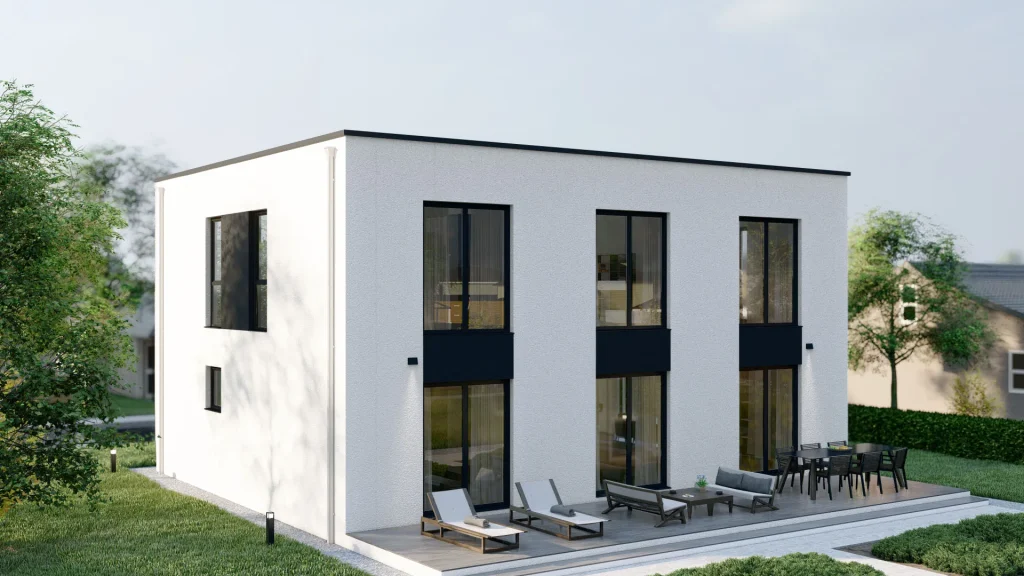 Modernes Fertighaus D003-11 mit zeitgemäßer Architektur und hochwertiger Fassade von BAUTENT