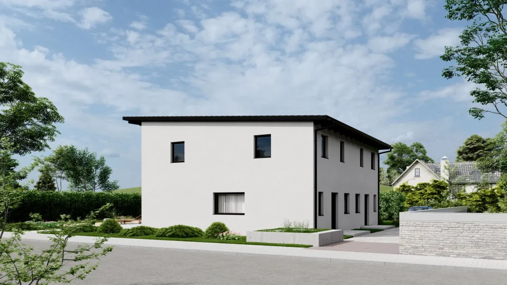 Modernes Fertighaus D003-13 mit zeitgemäßer Architektur und hochwertiger Ausstattung von BAUTENT