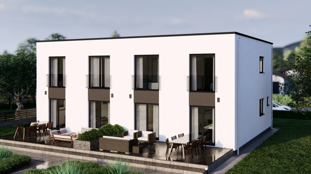 Moderne Fertighaus-Konstruktion mit hochwertigen Baumaterialien bei BAUTENT Sanierung und Renovierung