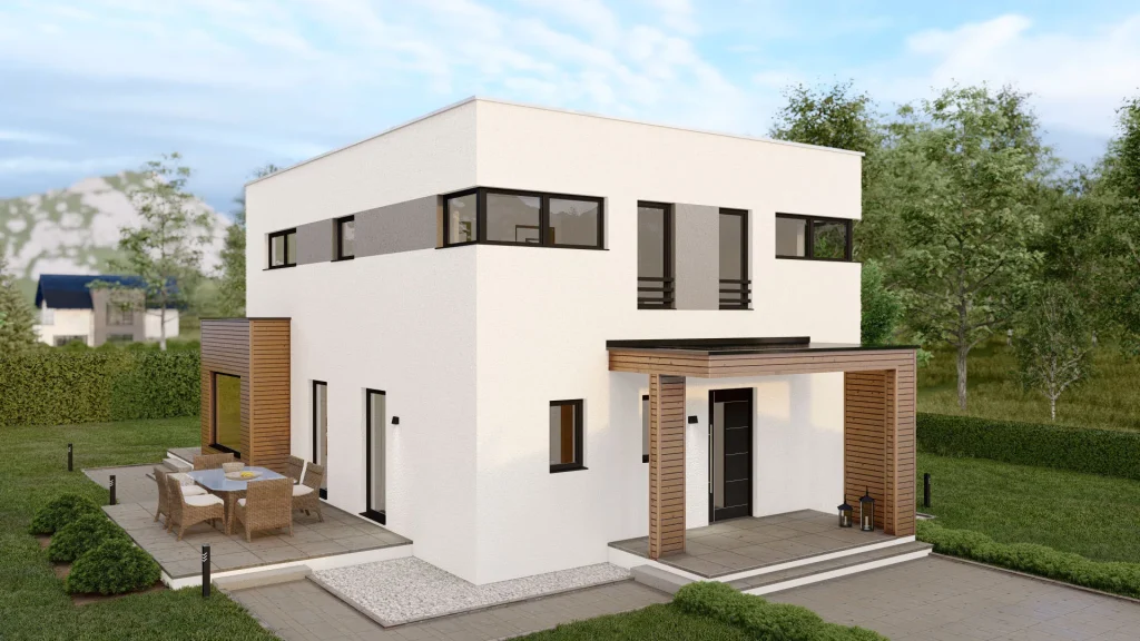 Modernes Fertighaus D003-17 mit zeitgemäßer Architektur und hochwertiger Bauqualität von BAUTENT