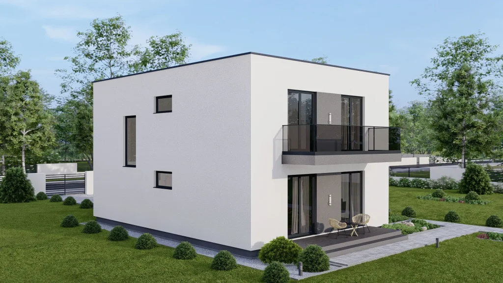 Modernes Fertighaus D003 Außenansicht - professionelle Hausplanung und Sanierung von BAUTENT