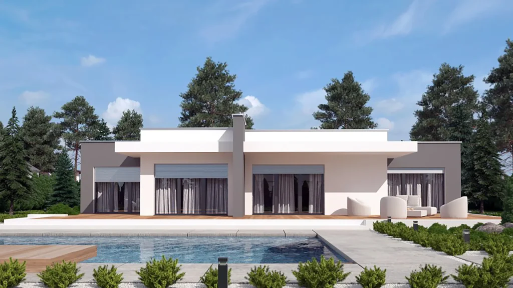 Modernes ECOMODE-M Fertighaus in energieefizientem Design - nachhaltige Bauweise für umweltbewusstes Wohnen