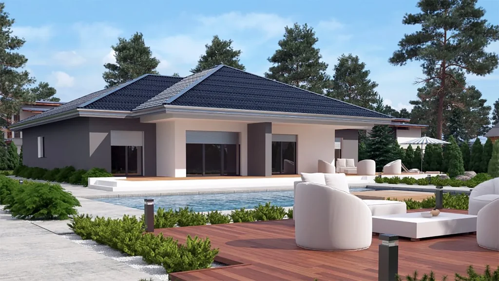 Modernes Fertighaus im Ecomode-Design mit nachhaltiger Bauweise und energieeffizienter Architektur