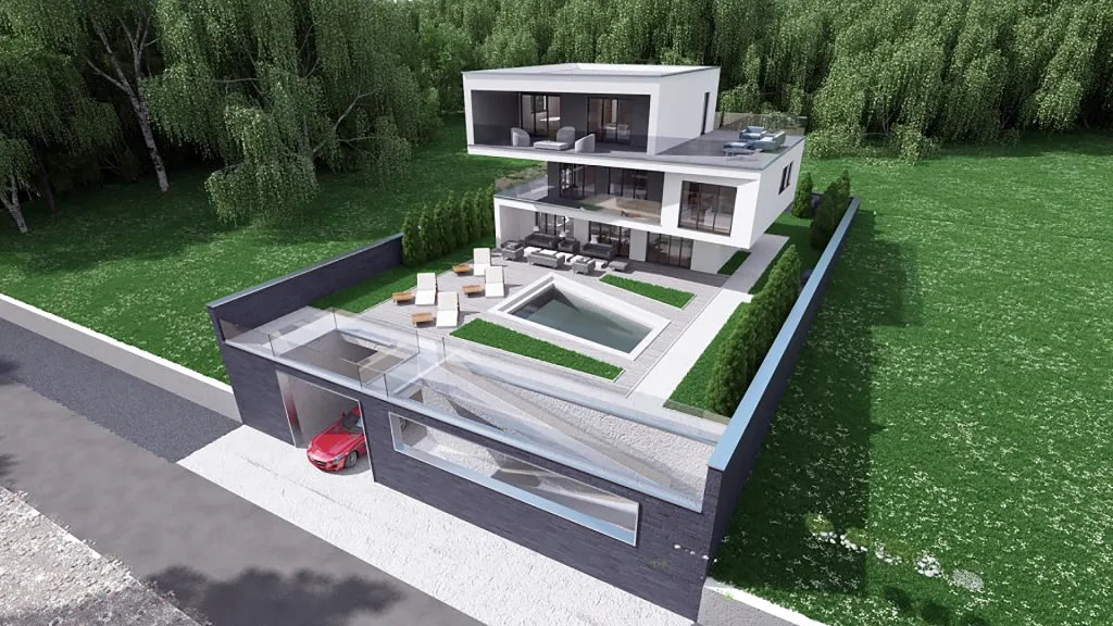 Modernes Elite Fertighaus von Steco Centar mit zeitgemäßer Architektur und hochwertiger Bauqualität