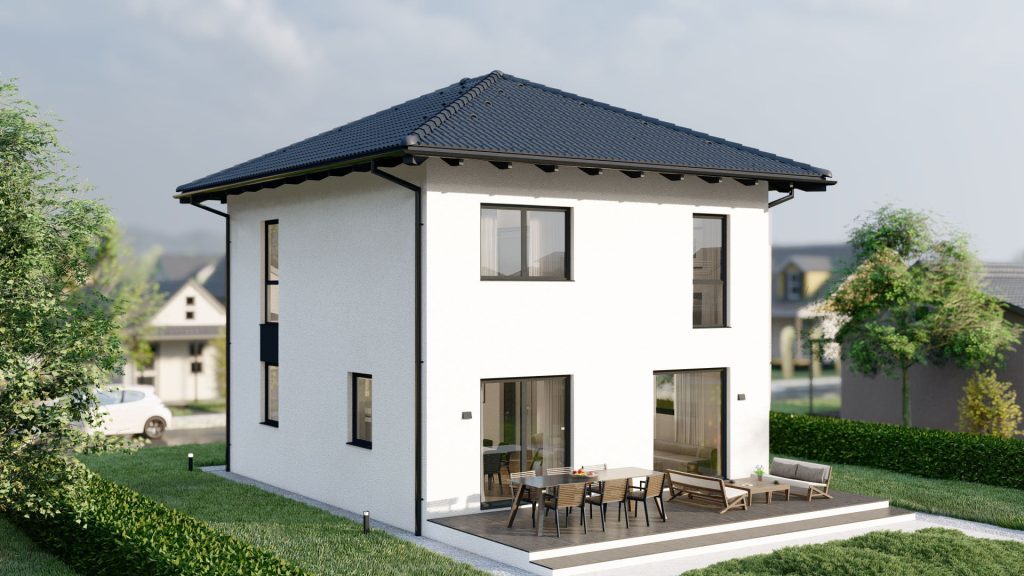 Modernes Fertighaus Hitna-kuca Modell B003 mit zeitgemäßer Architektur und energieeffizienter Bauweise