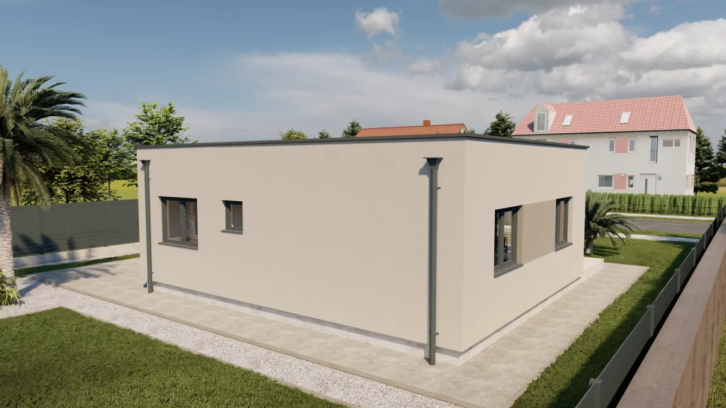 Modernes Fertighaus LEA-D003 mit zeitgenössischer Architektur und großen Fenstern von BAUTENT