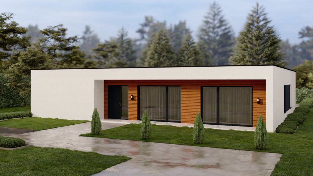 Modernes Fertighaus Lark A002 mit zeitgemäßer Architektur und nachhaltiger Bauweise für energieeffizientes Wohnen