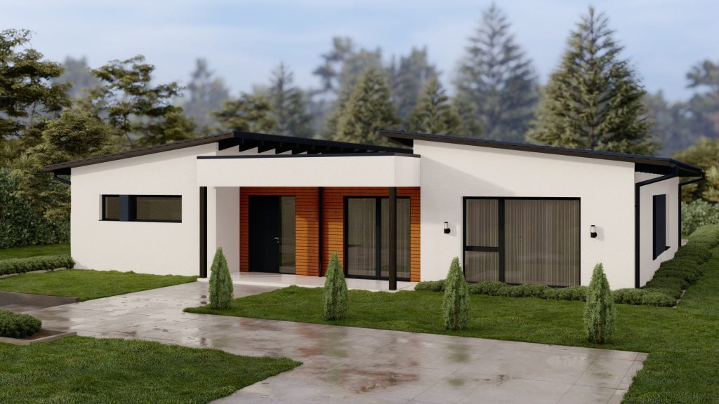 Modernes Fertighaus Lark-B002 mit zeitgenössischer Architektur und nachhaltiger Bauweise von BAUTENT