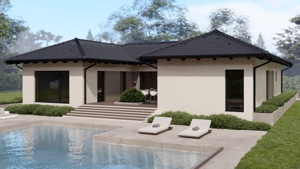 Modernes Fertighaus Lark-C001 mit zeitgemäßer Architektur und energieeffizienter Bauweise von BAUTENT