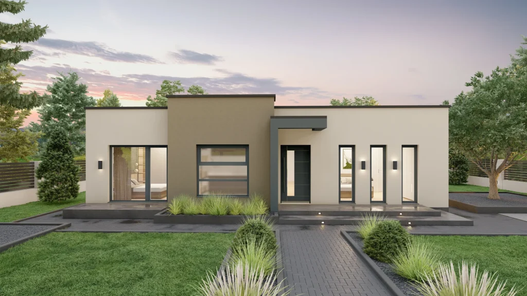 Modernes Fertighaus NIRVANA A003 - zeitgemäße Architektur mit großen Fenstern und elegantem Design von BAUTENT